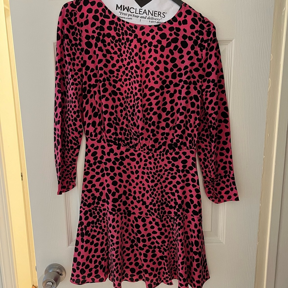 Rixo Pink Leopard Mini Dress
